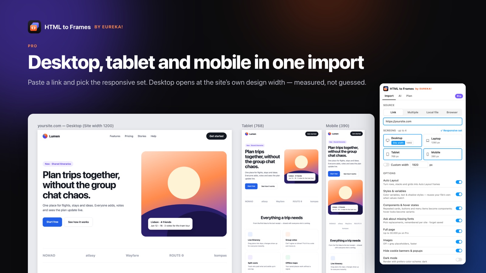 Desktop, tablet and mobile in one import